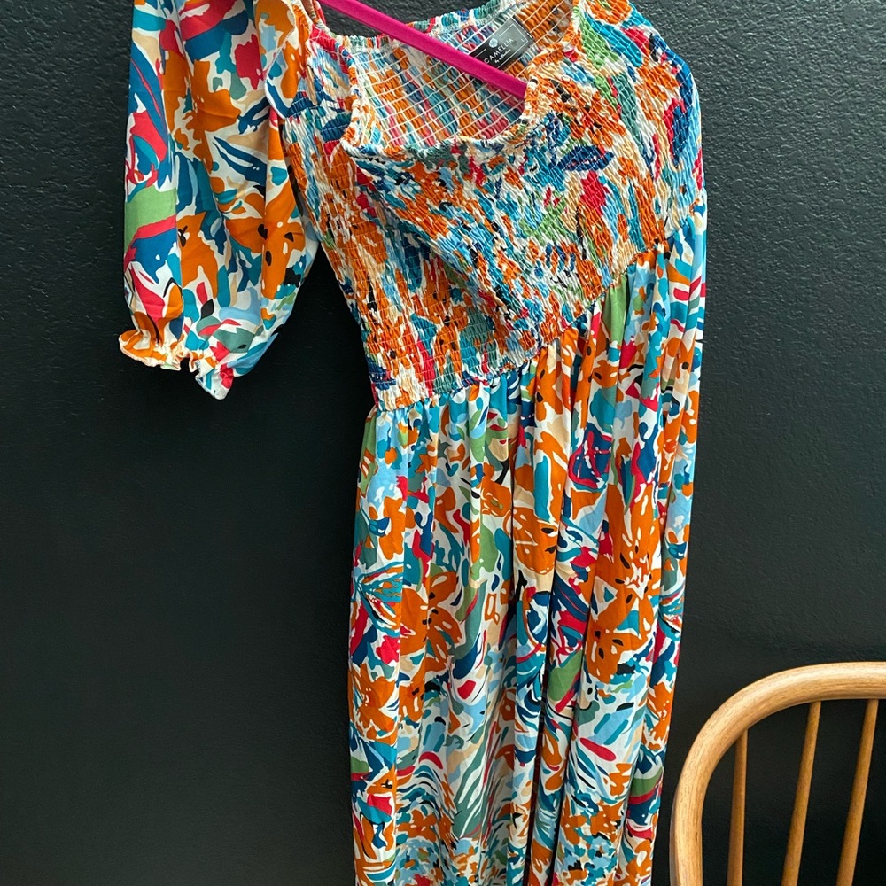 Colorful Floral Print Dress